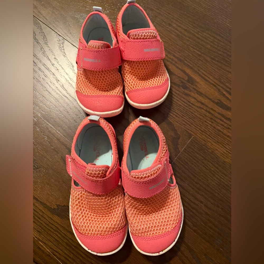 Lot of 2 Merrell Toddler Kids' Coral Mesh Water Shoes, sizes 7.5 and 8.5